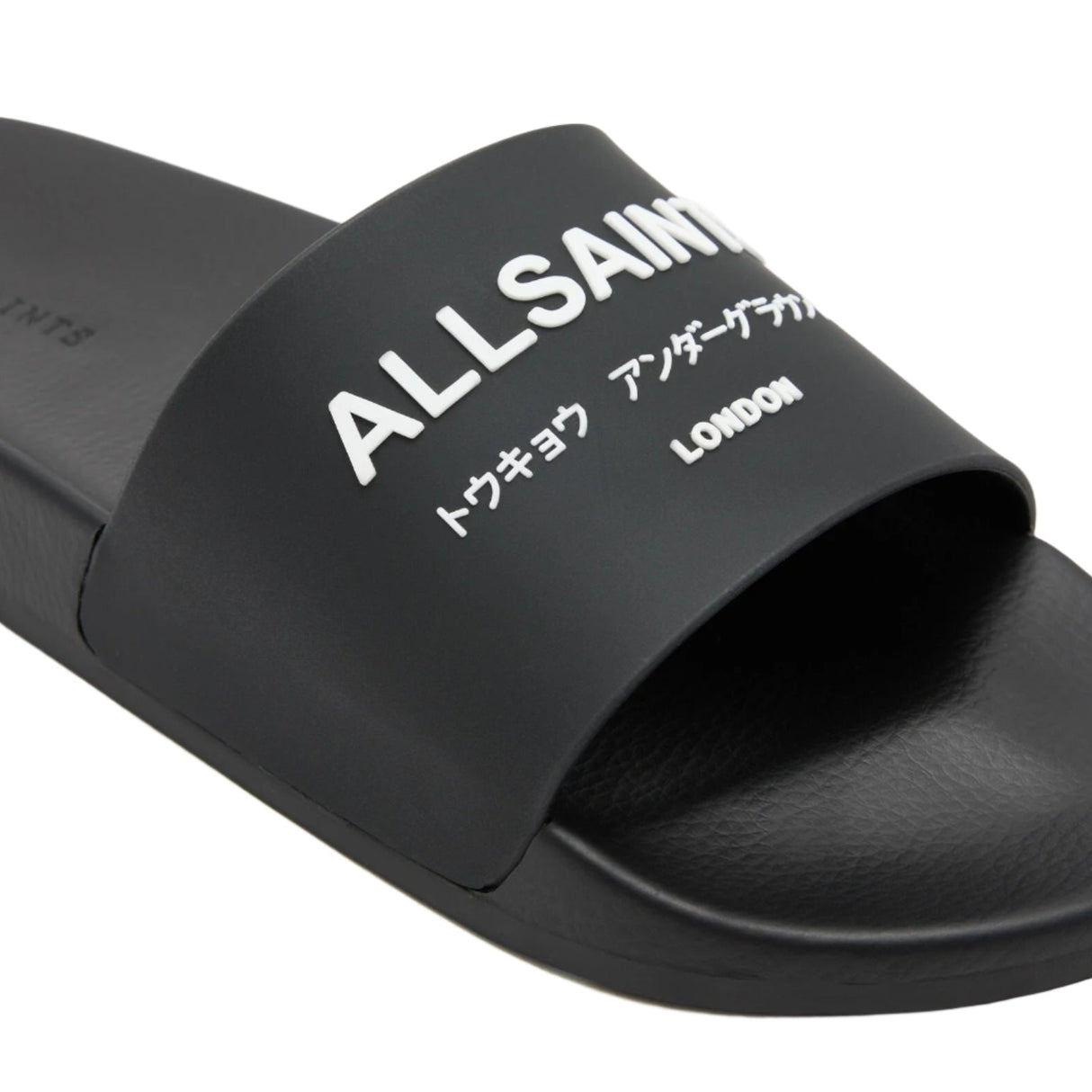 AllSaints Underground Logo Slides Black ALLSAINTS ALLSAINTS - originalfook singapore