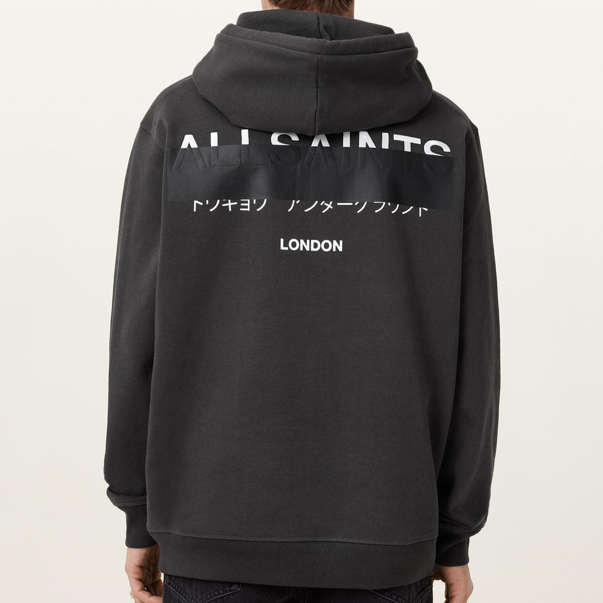 AllSaints Redact Embroidered Logo Hoodie Washed Black ALLSAINTS ALLSAINTS - originalfook singapore