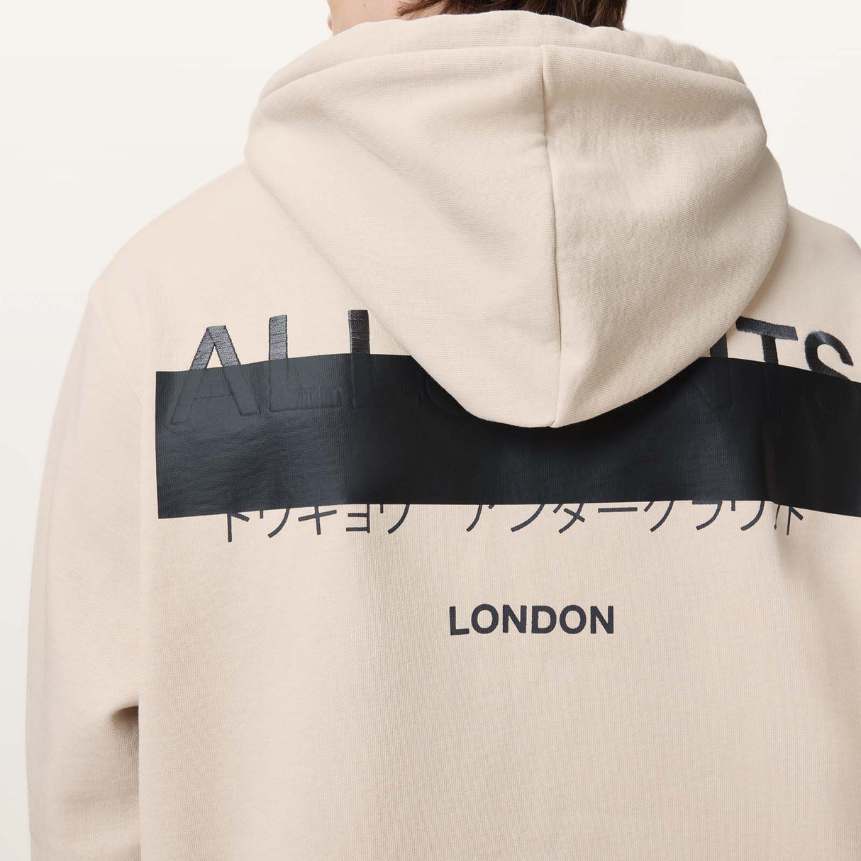 AllSaints Redact Embroidered Logo Hoodie Cream Taupe ALLSAINTS ALLSAINTS - originalfook singapore