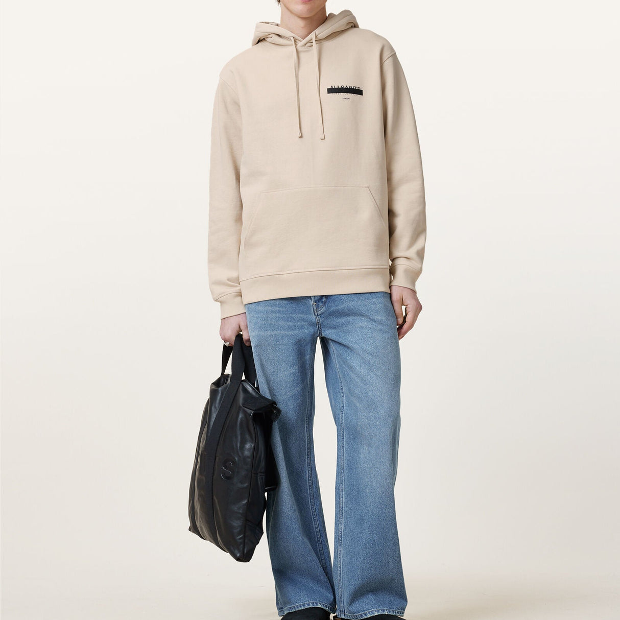 AllSaints Redact Embroidered Logo Hoodie Cream Taupe ALLSAINTS ALLSAINTS - originalfook singapore