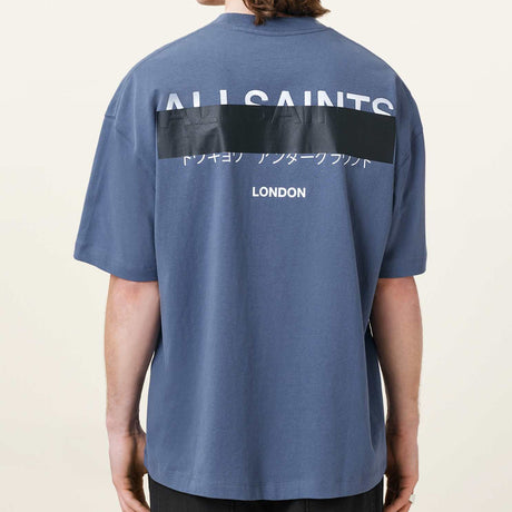 Allsaints Redact Strikeout Logo Tee Amalfi Blue ALLSAINTS ALLSAINTS - originalfook singapore