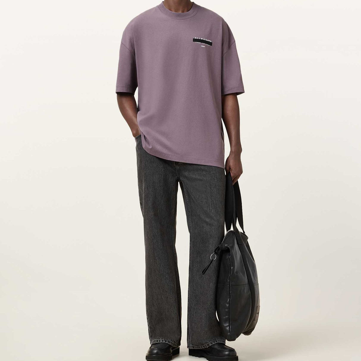 Allsaints Redact Strikeout Logo Tee Puce Purple ALLSAINTS ALLSAINTS - originalfook singapore