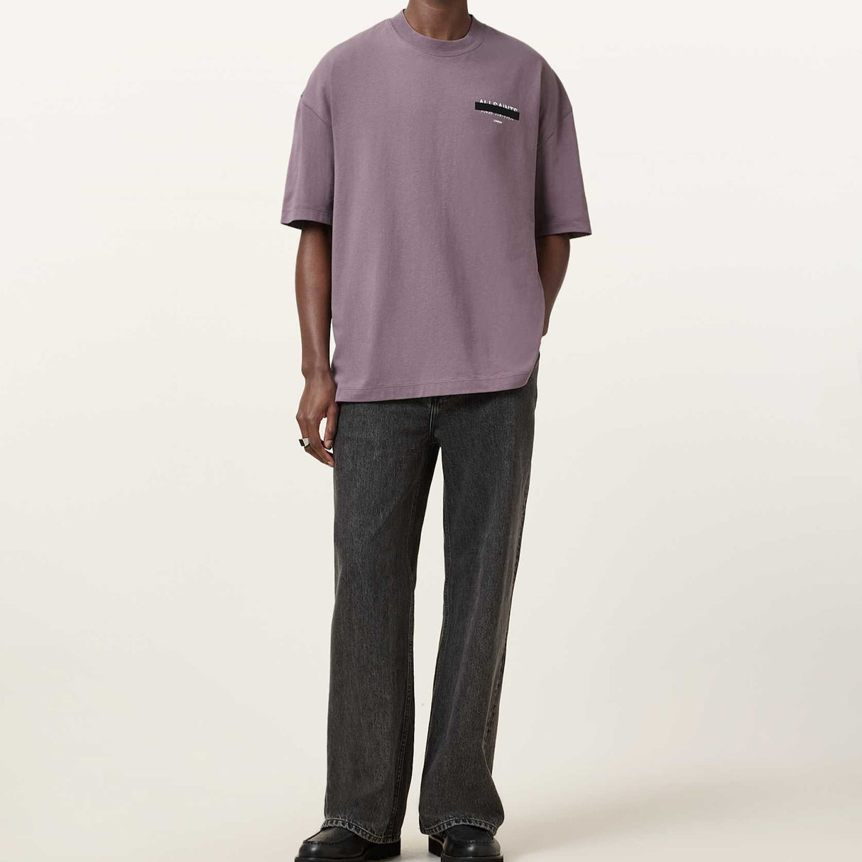 Allsaints Redact Strikeout Logo Tee Puce Purple ALLSAINTS ALLSAINTS - originalfook singapore