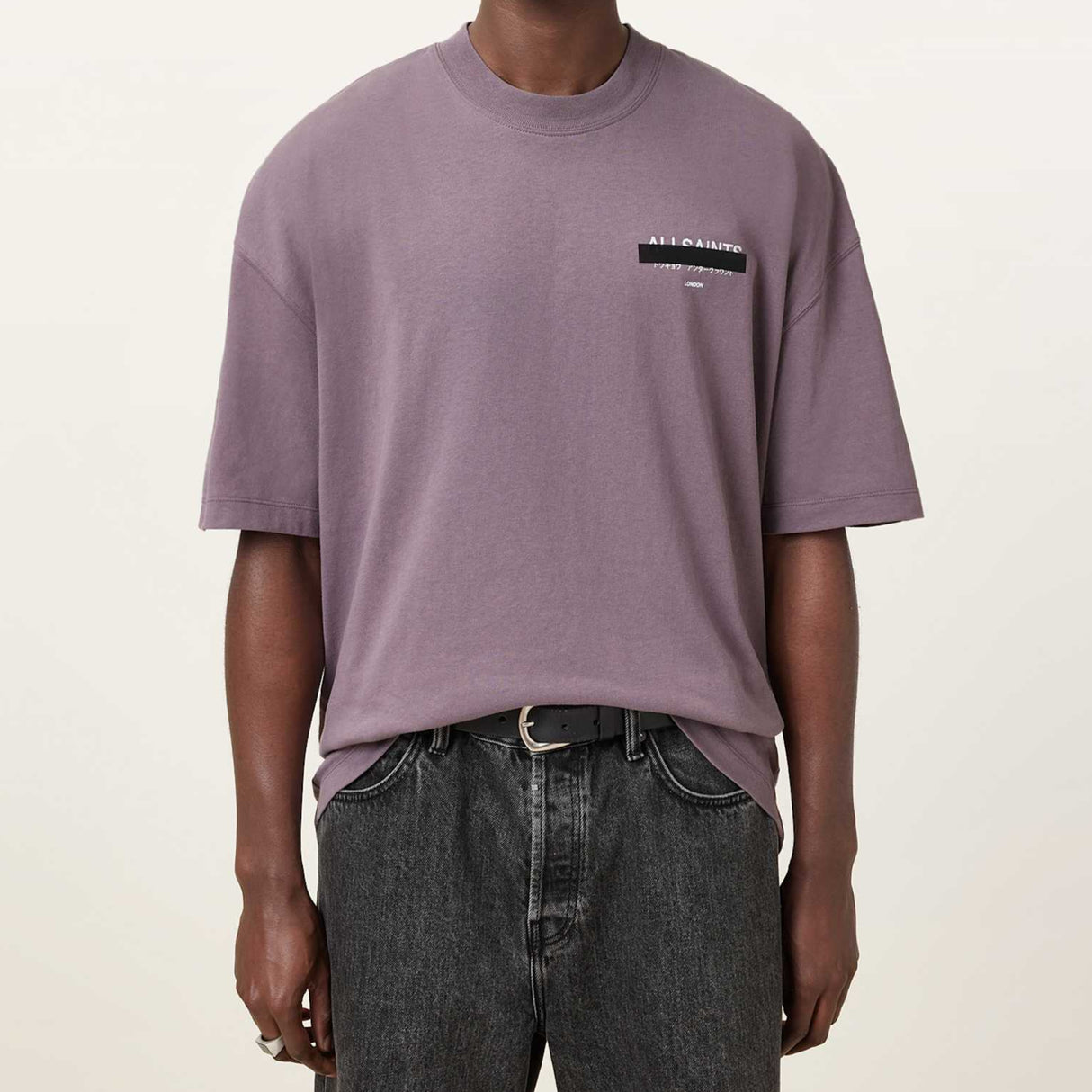 Allsaints Redact Strikeout Logo Tee Puce Purple ALLSAINTS ALLSAINTS - originalfook singapore