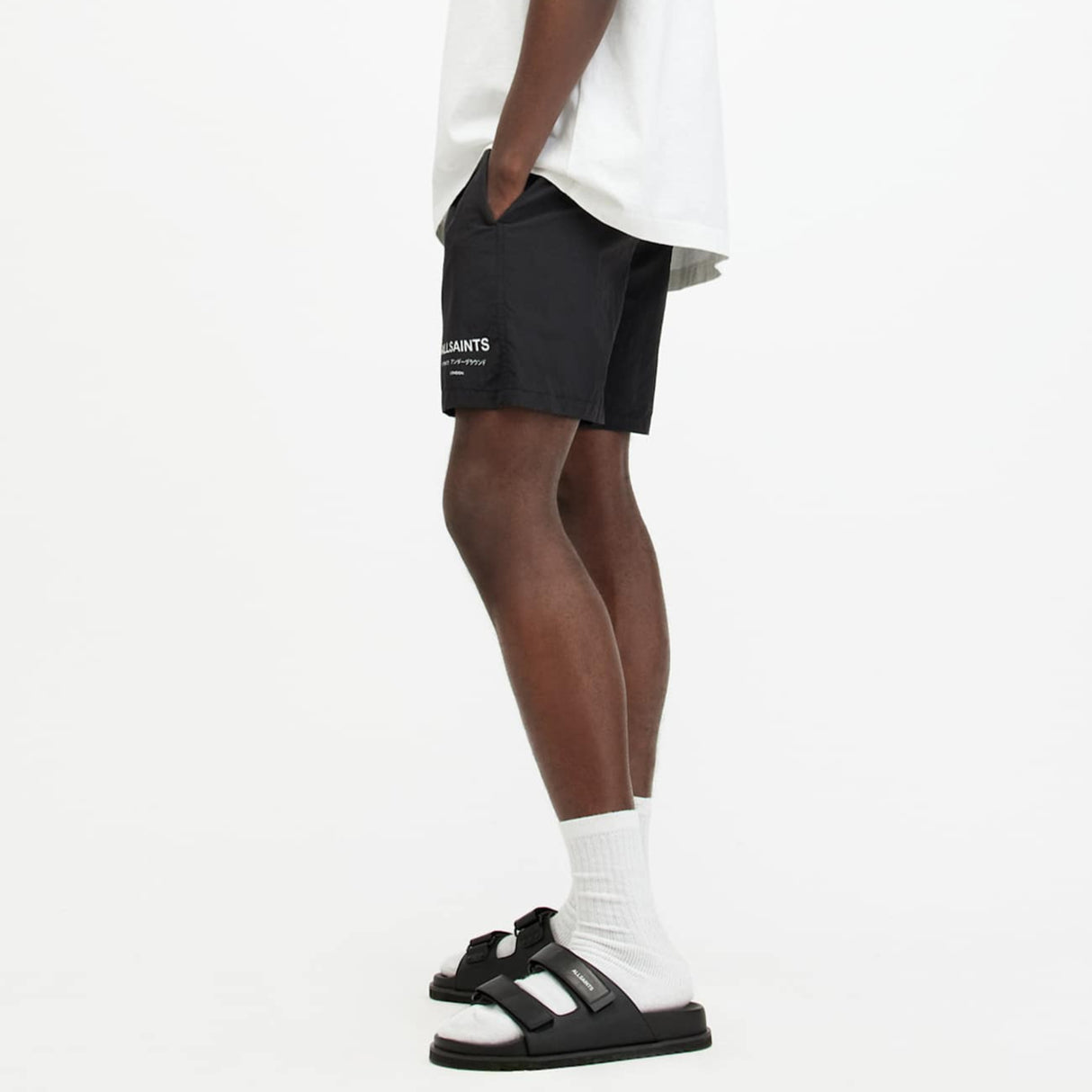 AllSaints Underground Black Swim Shorts - ORIGINALFOOK