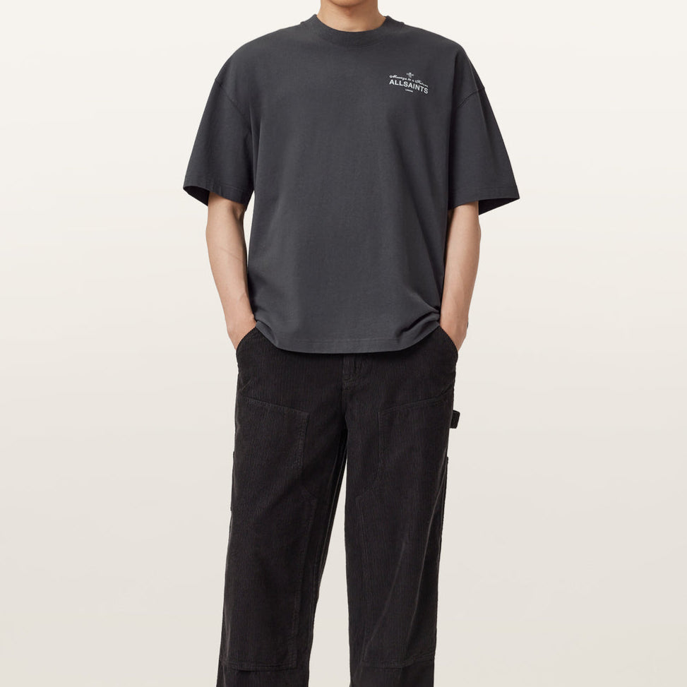 AllSaints Herald Logo Tee Dark Grey - ORIGINALFOOK