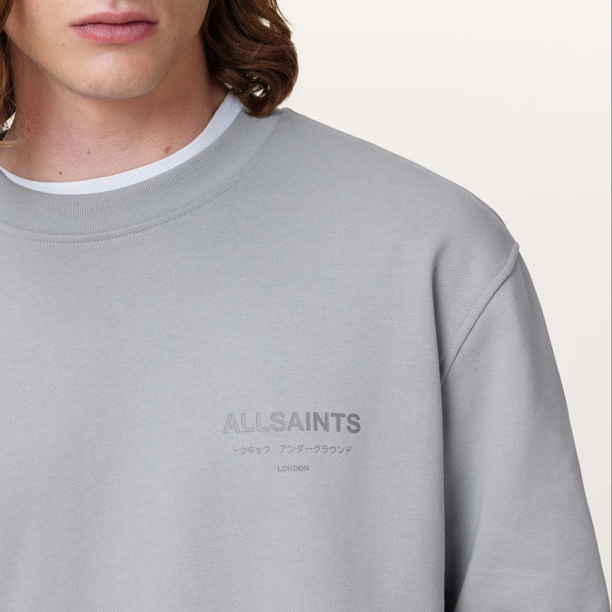 AllSaints Crew Neck Sweatshirt Machine Grey ALLSAINTS ALLSAINTS - originalfook singapore