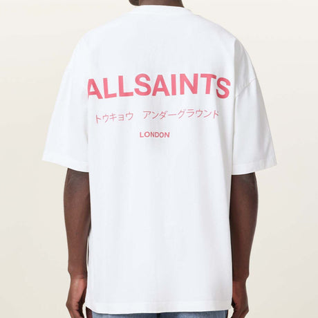 AllSaints Underground Logo Tee White Pink ALLSAINTS ALLSAINTS - originalfook singapore