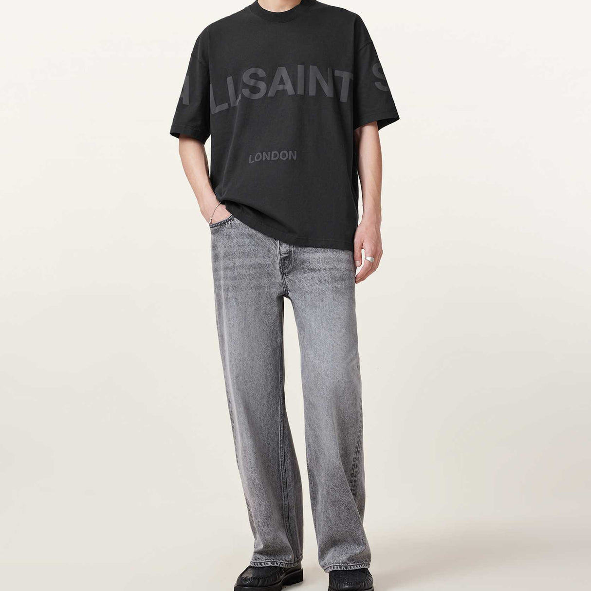 Allsaints Big Logo Oversized Tee Black ALLSAINTS ALLSAINTS - originalfook singapore