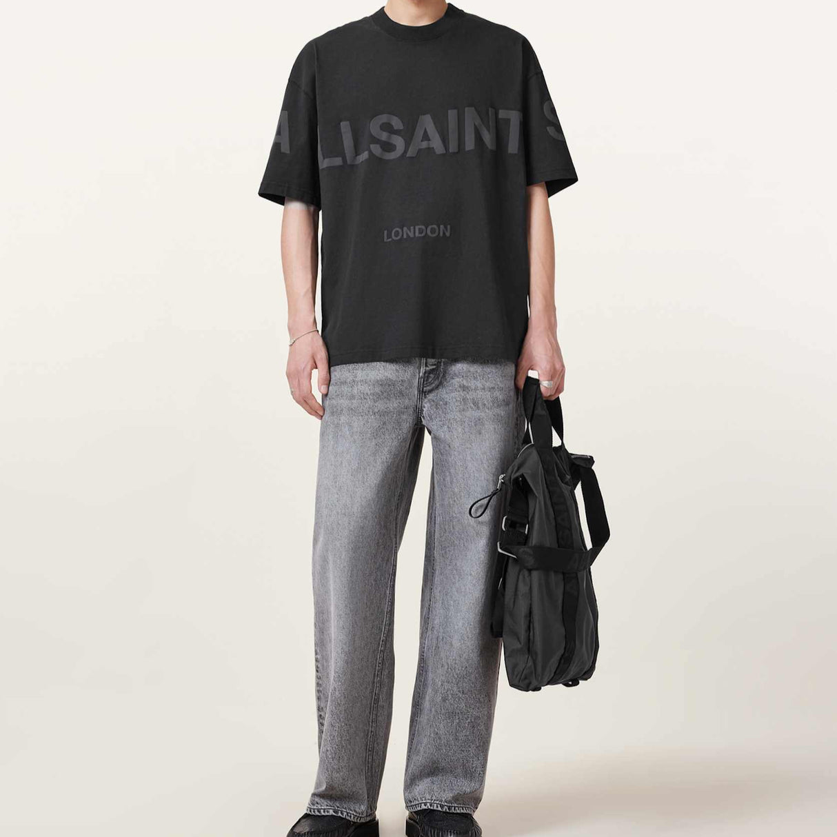 Allsaints Big Logo Oversized Tee Black ALLSAINTS ALLSAINTS - originalfook singapore