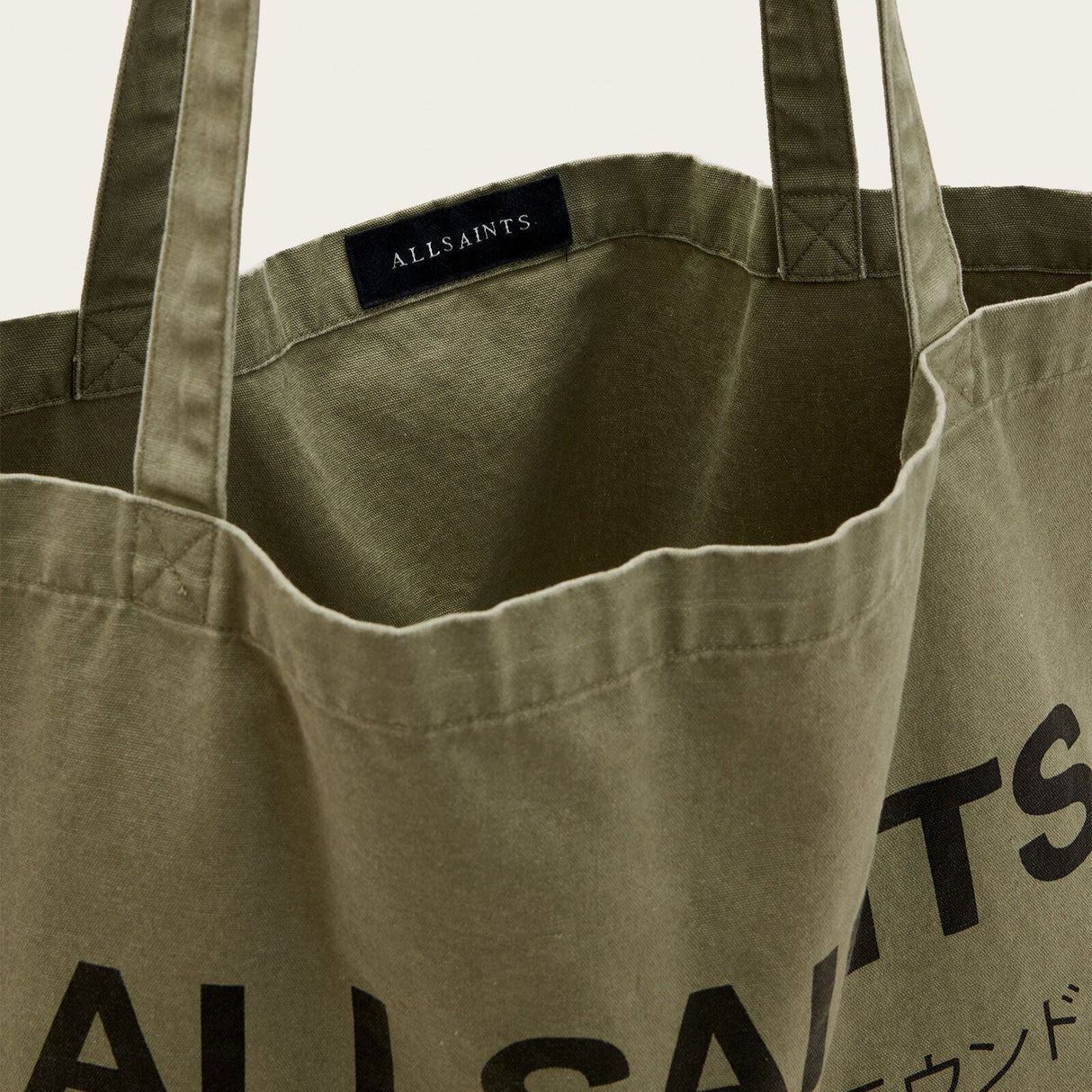 AllSaints Signature Logo Tote Bag Olive ALLSAINTS ALLSAINTS - originalfook singapore