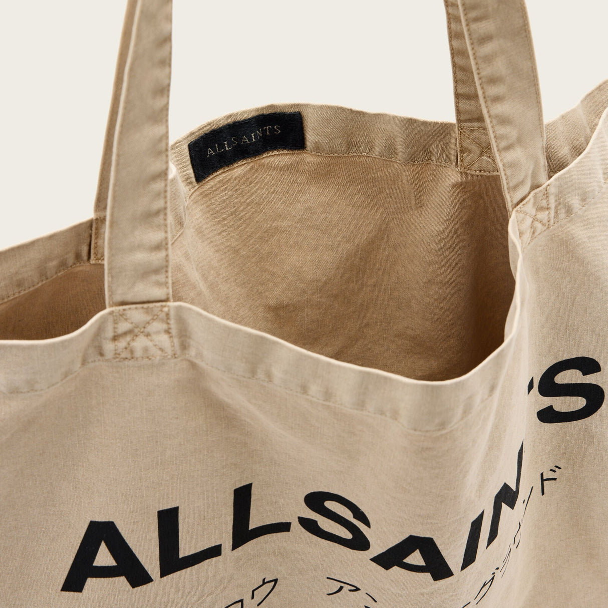 AllSaints Signature Logo Tote Bag Khaki ALLSAINTS ALLSAINTS - originalfook singapore