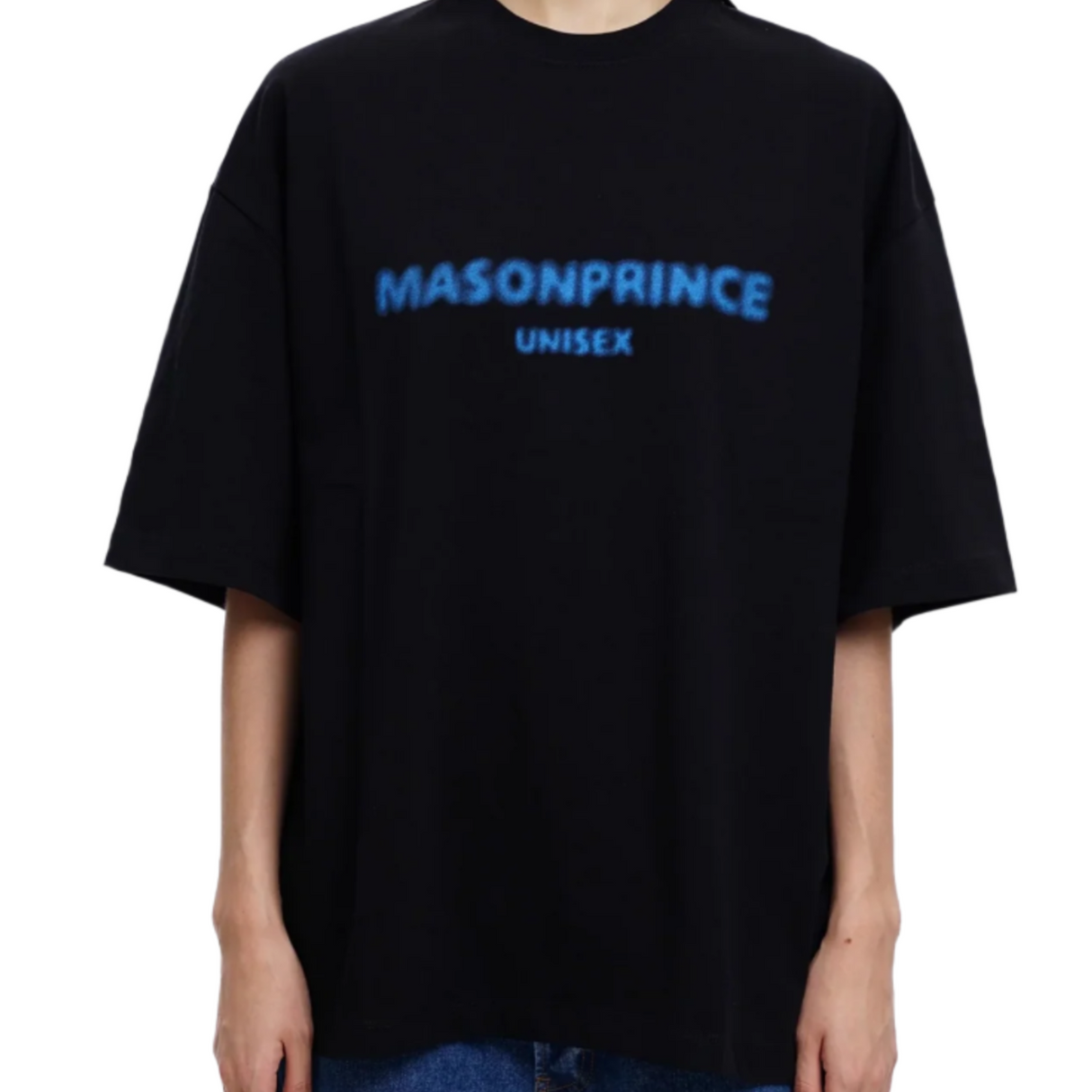 MASONPRINCE Classic Spray Logo Tee Black Blue - ORIGINALFOOK