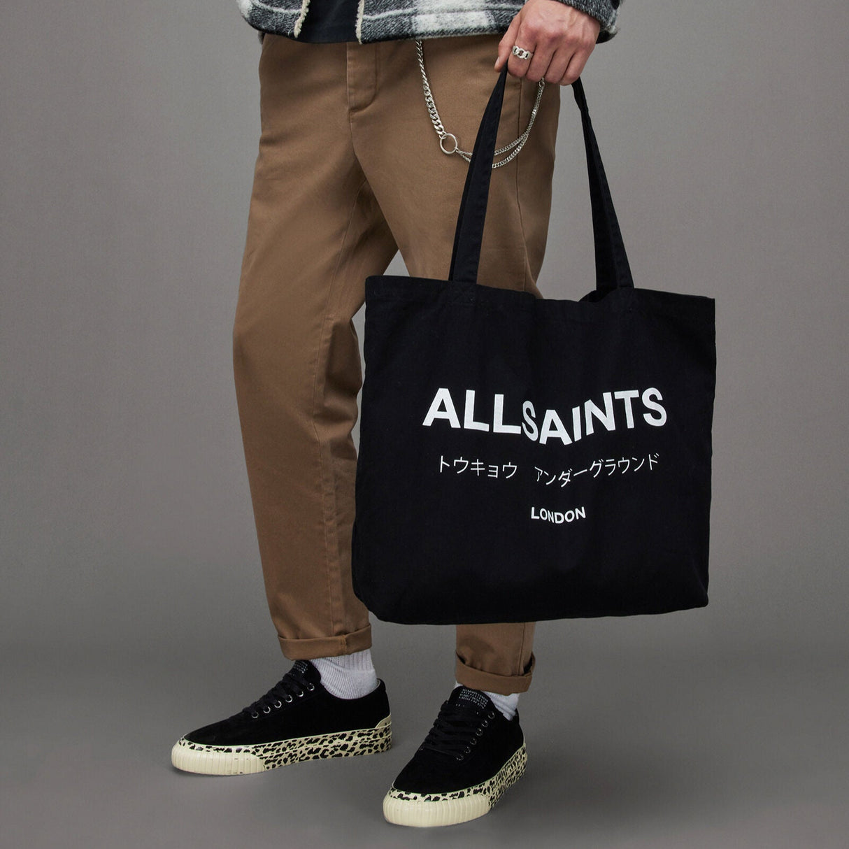 AllSaints Signature Logo Tote Bag Black ALLSAINTS ALLSAINTS - originalfook singapore