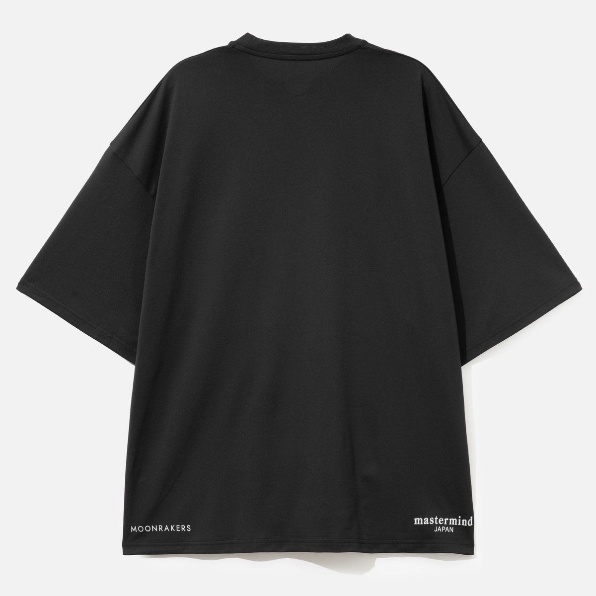 Mastermind Japan X Moonrakers front skull graphic boxy fit T-shirt, casual streetwear apparel with bold design and relaxed fit.
