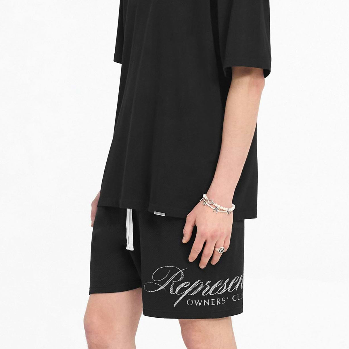 Represent Owners Club Script Mesh Shorts Black REPRESENT REPRESENT - originalfook singapore