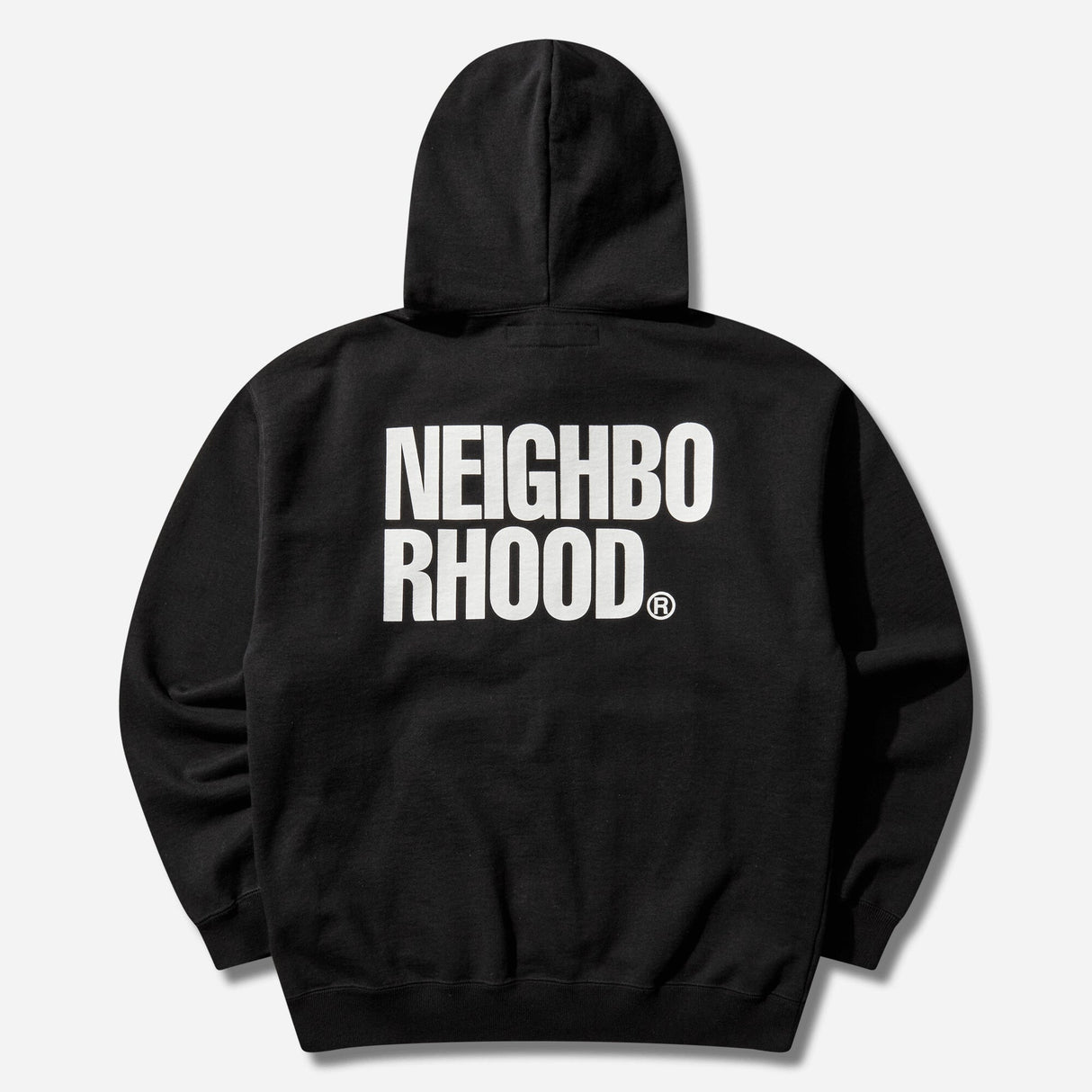 Black NEIGHBORHOOD Classic Zip Hoodie, showcasing the front view with a full zipper, hood, and logo details.