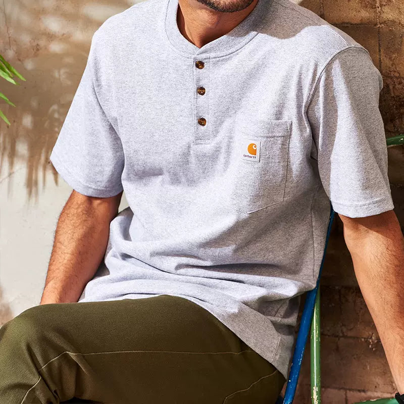 Carhartt Henley Oversized Pocket Tee Light Heather Grey CARHARTT CARHARTT - originalfook singapore