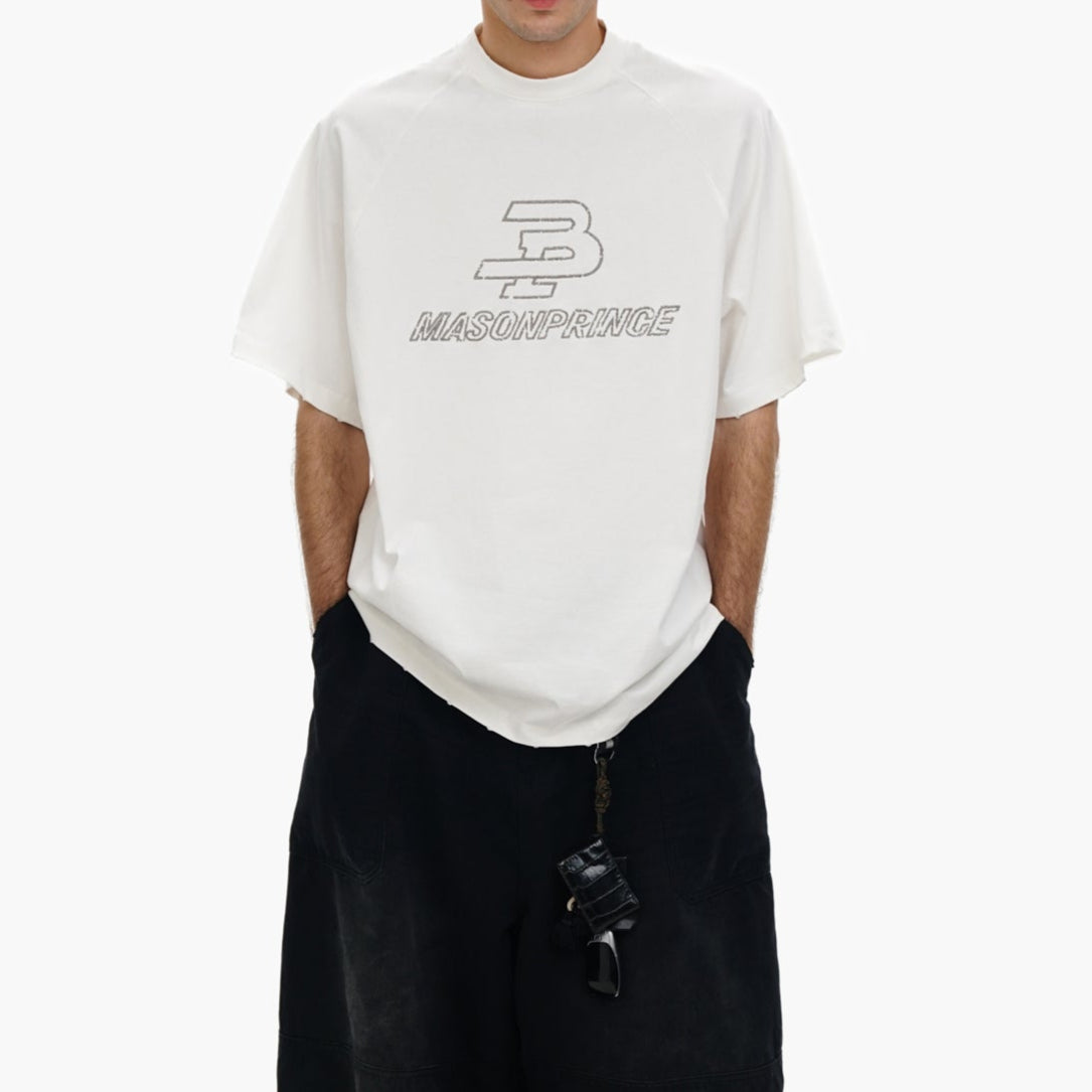 MasonPrince Outline Logo Tee White - ORIGINALFOOK
