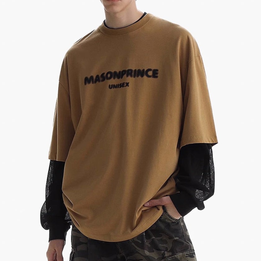 MASONPRINCE Classic Spray Logo Tee Brown - ORIGINALFOOK