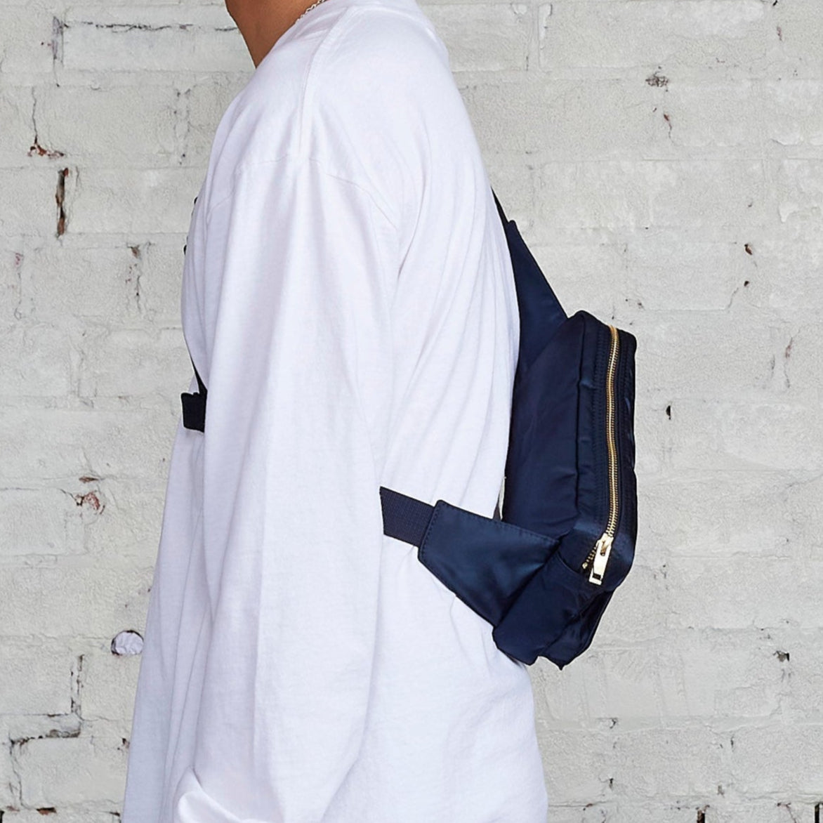 Porter Yoshida Japan Tanker waist bag in iron blue with adjustable strap and multiple pockets, made by PORTER JAPAN.