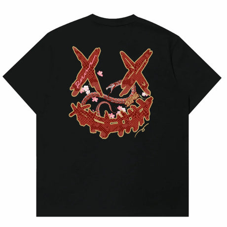 Rickyisclown Snake X Sakura Embossed Black Tee R37250210I (C10) - ORIGINALFOOK