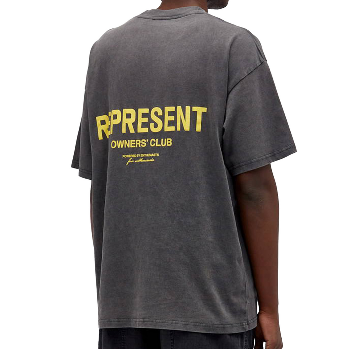 Represent Owners Club Logo Tee Vintage Grey Yellow - ORIGINALFOOK