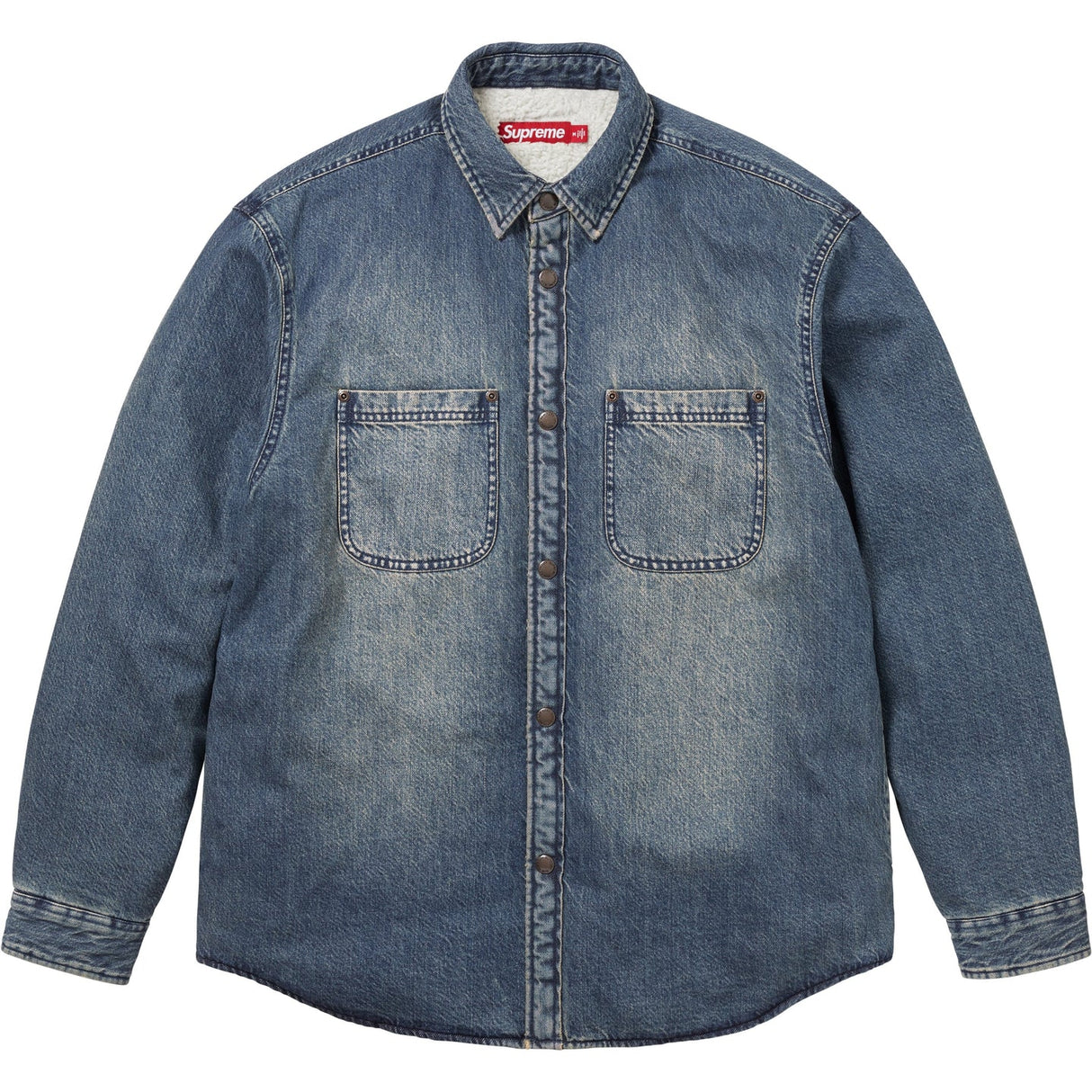Supreme Shearling Lined Denim Work Shirt - ORIGINALFOOK