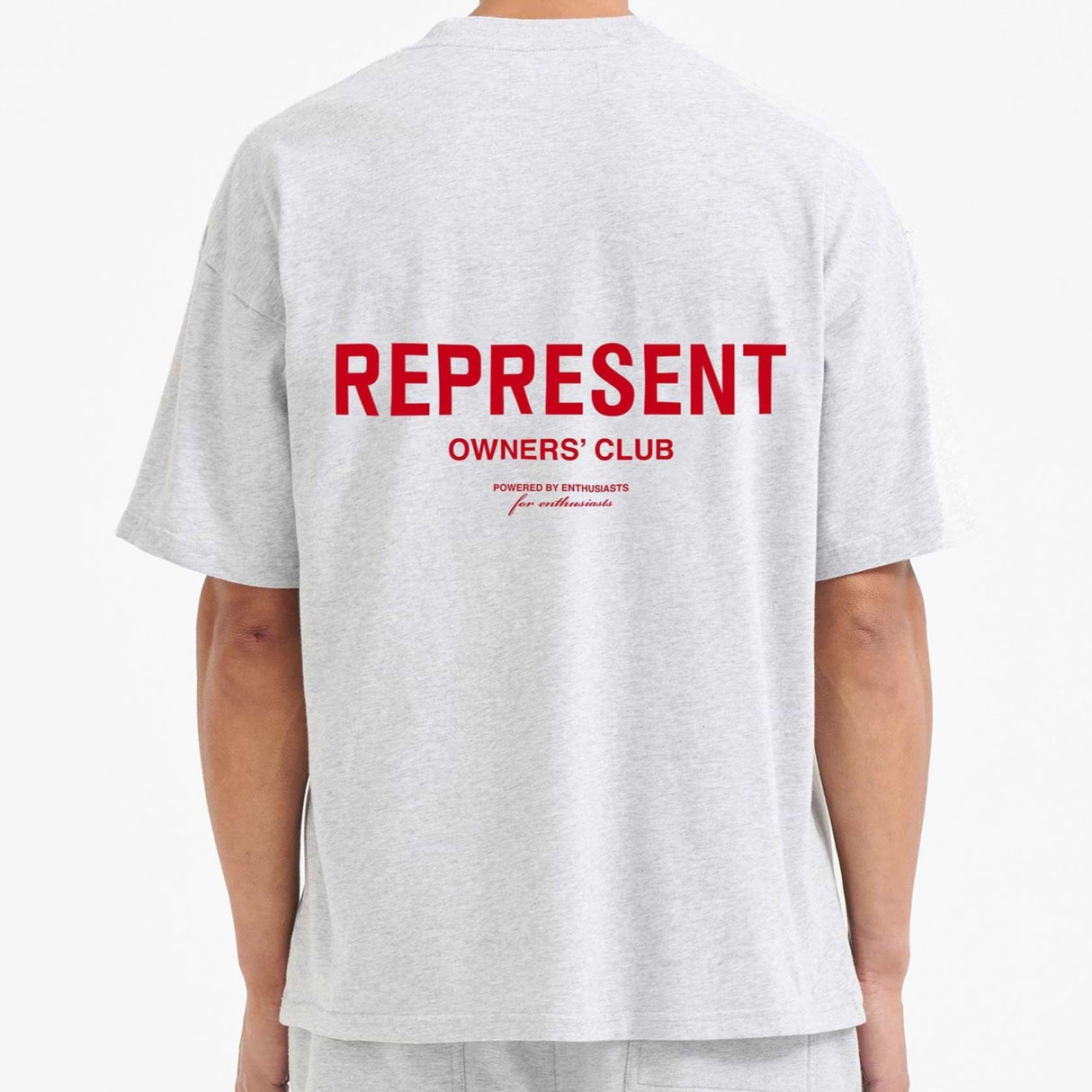 Represent Owners Club Logo Tee Ash Grey Red REPRESENT REPRESENT - originalfook singapore