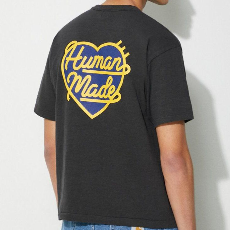 Human Made Navy Heart Badge Tee Black HUMAN MADE HUMAN MADE - originalfook singapore