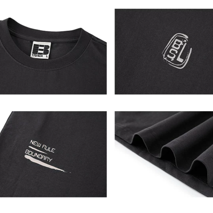 Boneless logo print black t-shirt with no sleeves, casual apparel from BONELESS, displayed on a plain background.