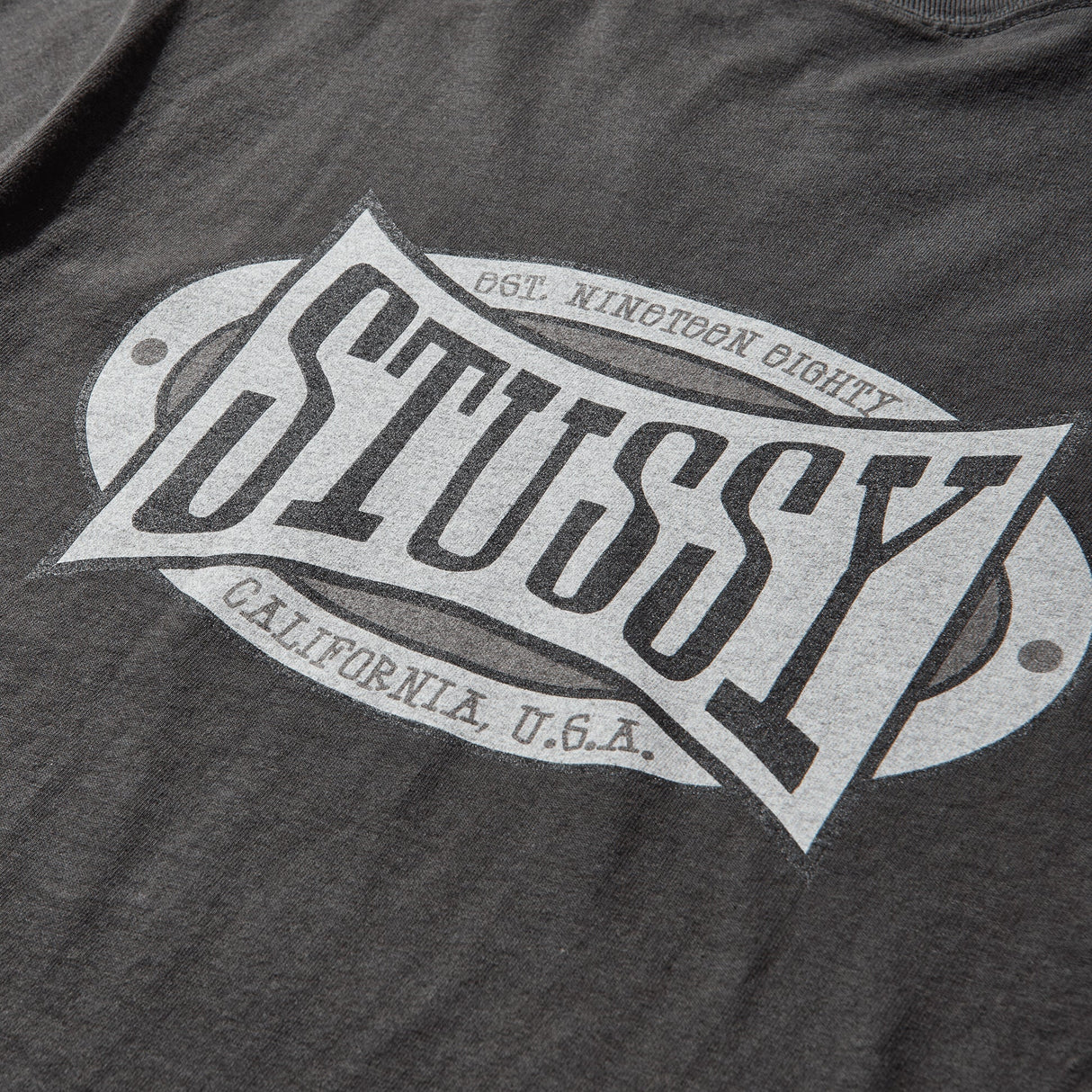 Stussy Champion Oval Logo Tee Black - ORIGINALFOOK