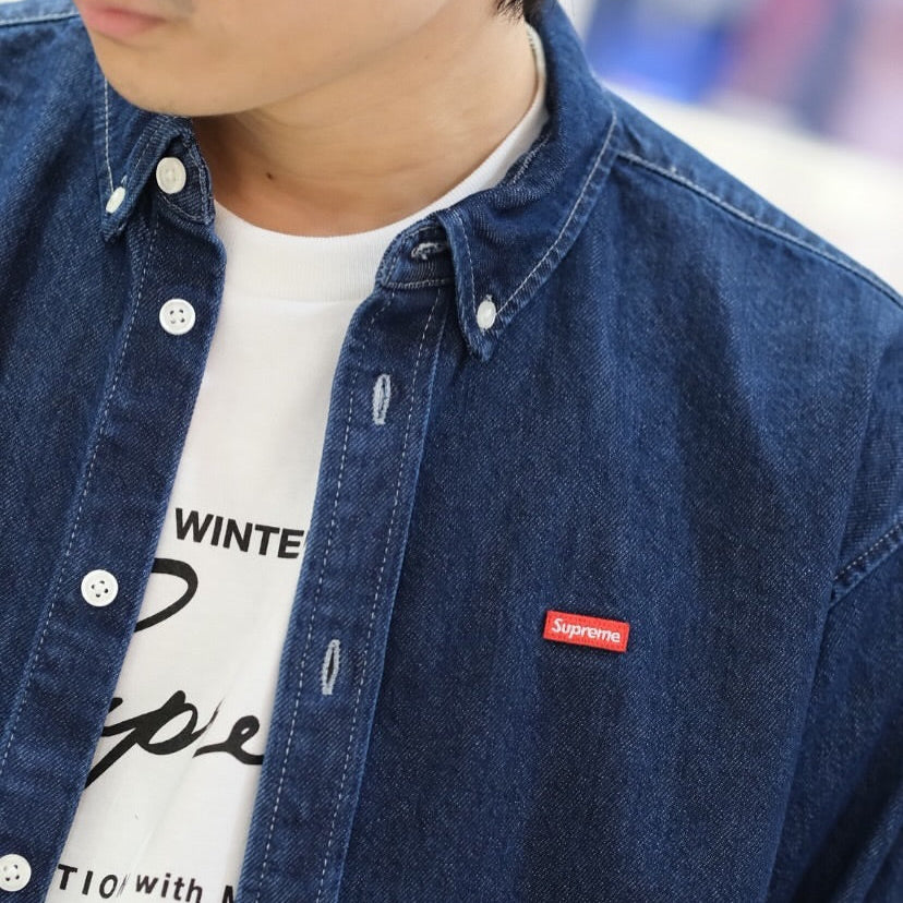 Supreme Small Box Logo Denim Shirt Indigo - ORIGINALFOOK