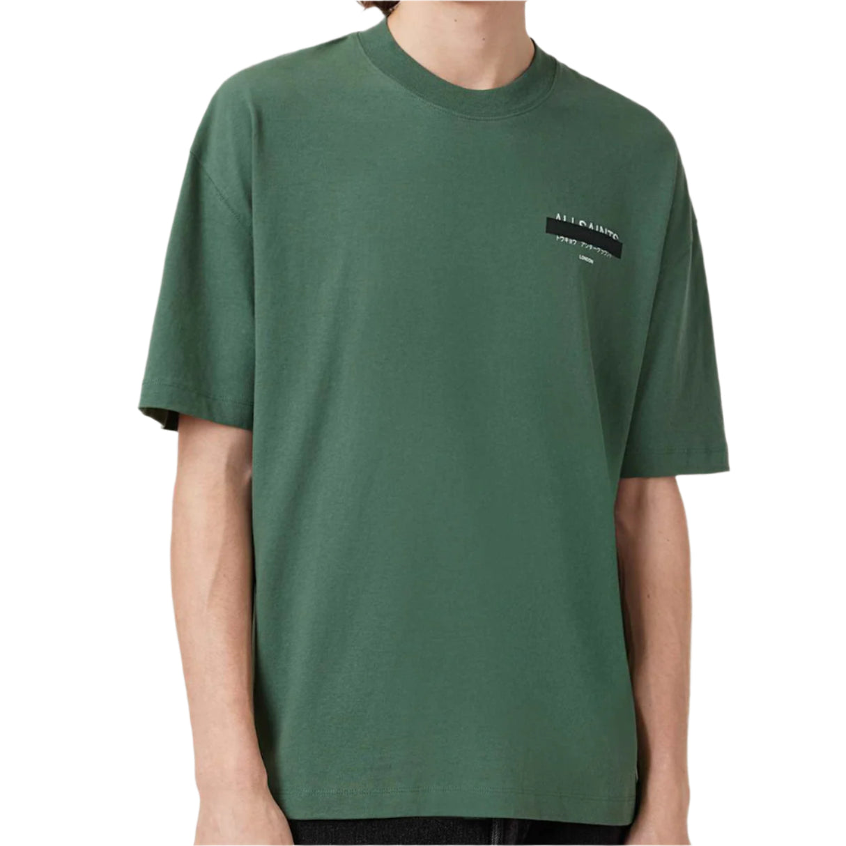 Allsaints Redact Strikeout Logo Tee Milo Green ALLSAINTS ALLSAINTS - originalfook singapore