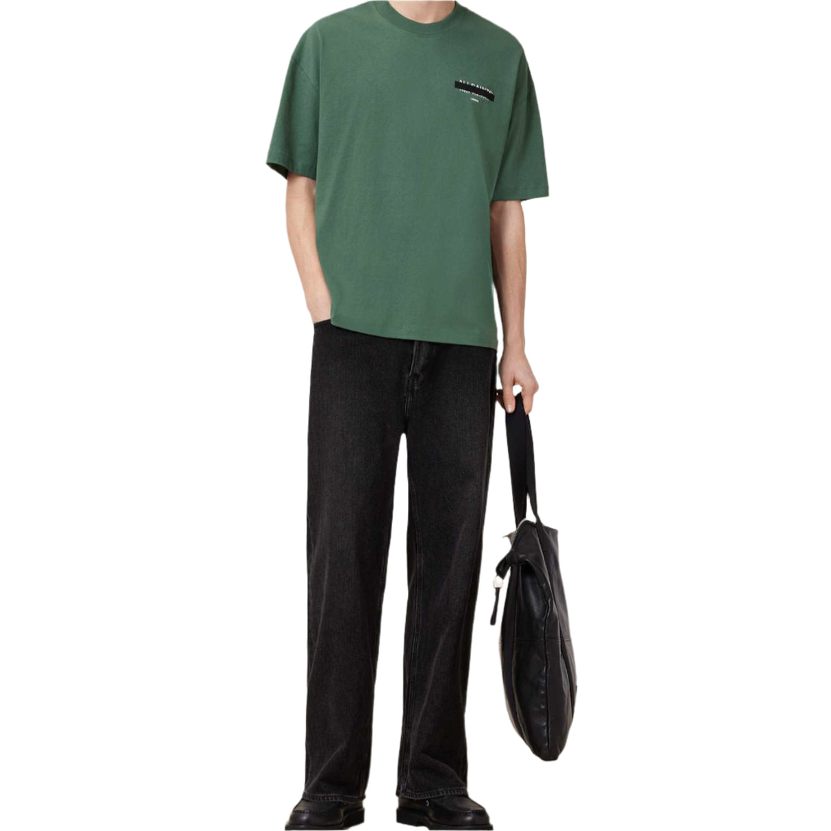 Allsaints Redact Strikeout Logo Tee Milo Green ALLSAINTS ALLSAINTS - originalfook singapore