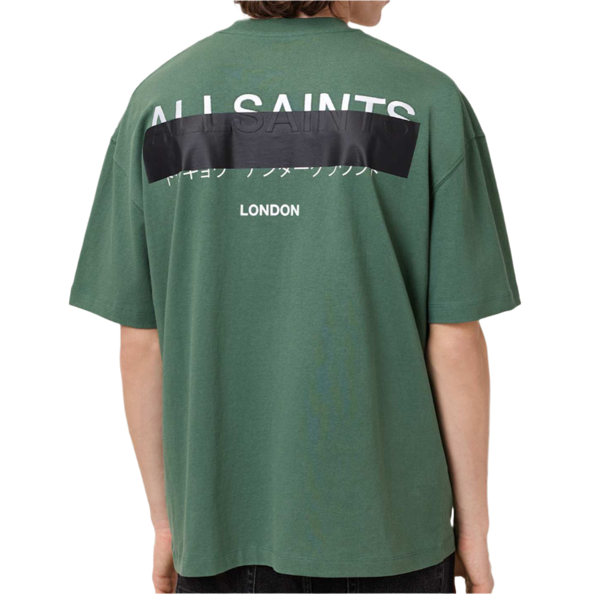 Allsaints Redact Strikeout Logo Tee Milo Green ALLSAINTS ALLSAINTS - originalfook singapore