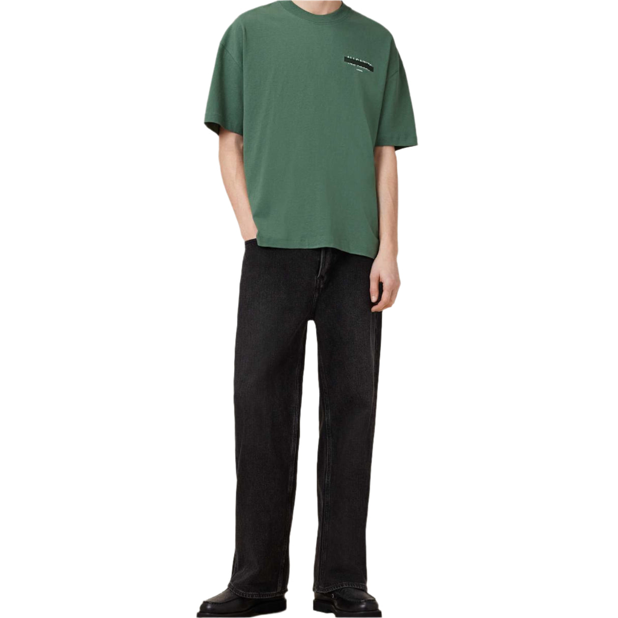 Allsaints Redact Strikeout Logo Tee Milo Green ALLSAINTS ALLSAINTS - originalfook singapore