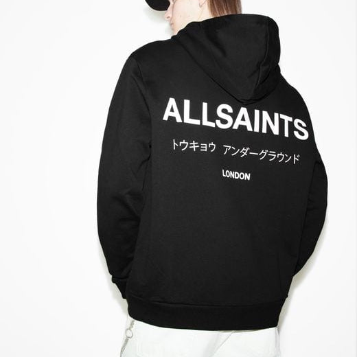 AllSaints Underground Logo Black Hoodie - ORIGINALFOOK