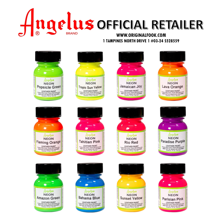 (12 Colors) Angelus Acrylic Leather Paint Neon Color angelus angelus - originalfook singapore