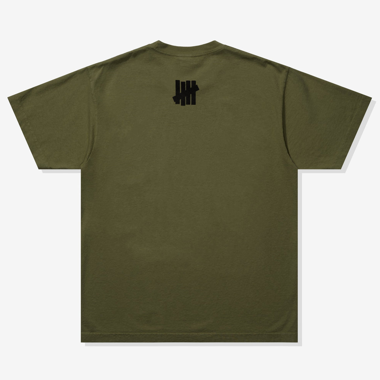 Undefeated Stencil Logo Tee in olive green, casual t-shirt with printed logo, short sleeves, and classic crew neckline.