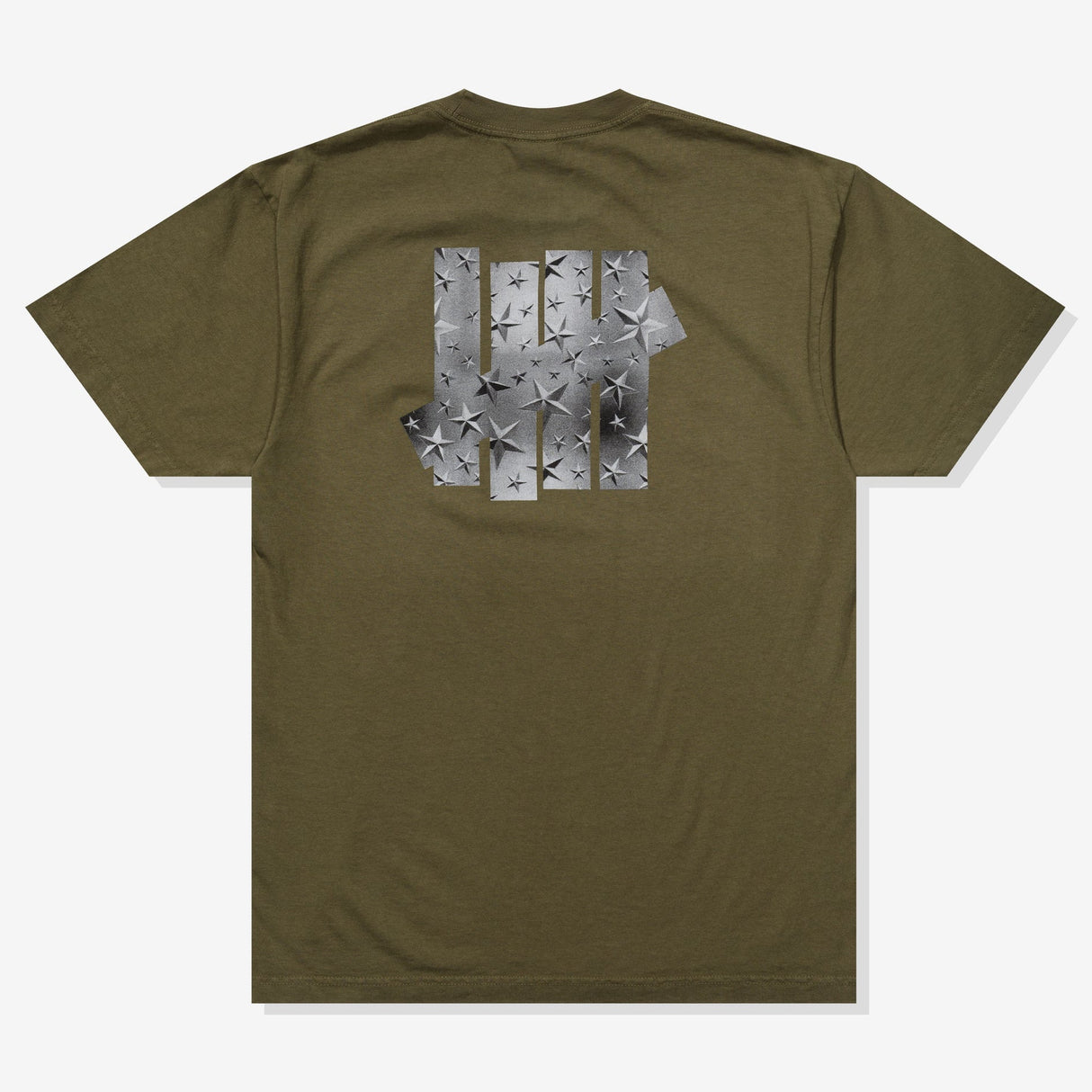 Olive green Undefeated Foil Photo Logo Tee featuring a bold foil print and iconic logo design on soft cotton fabric.
