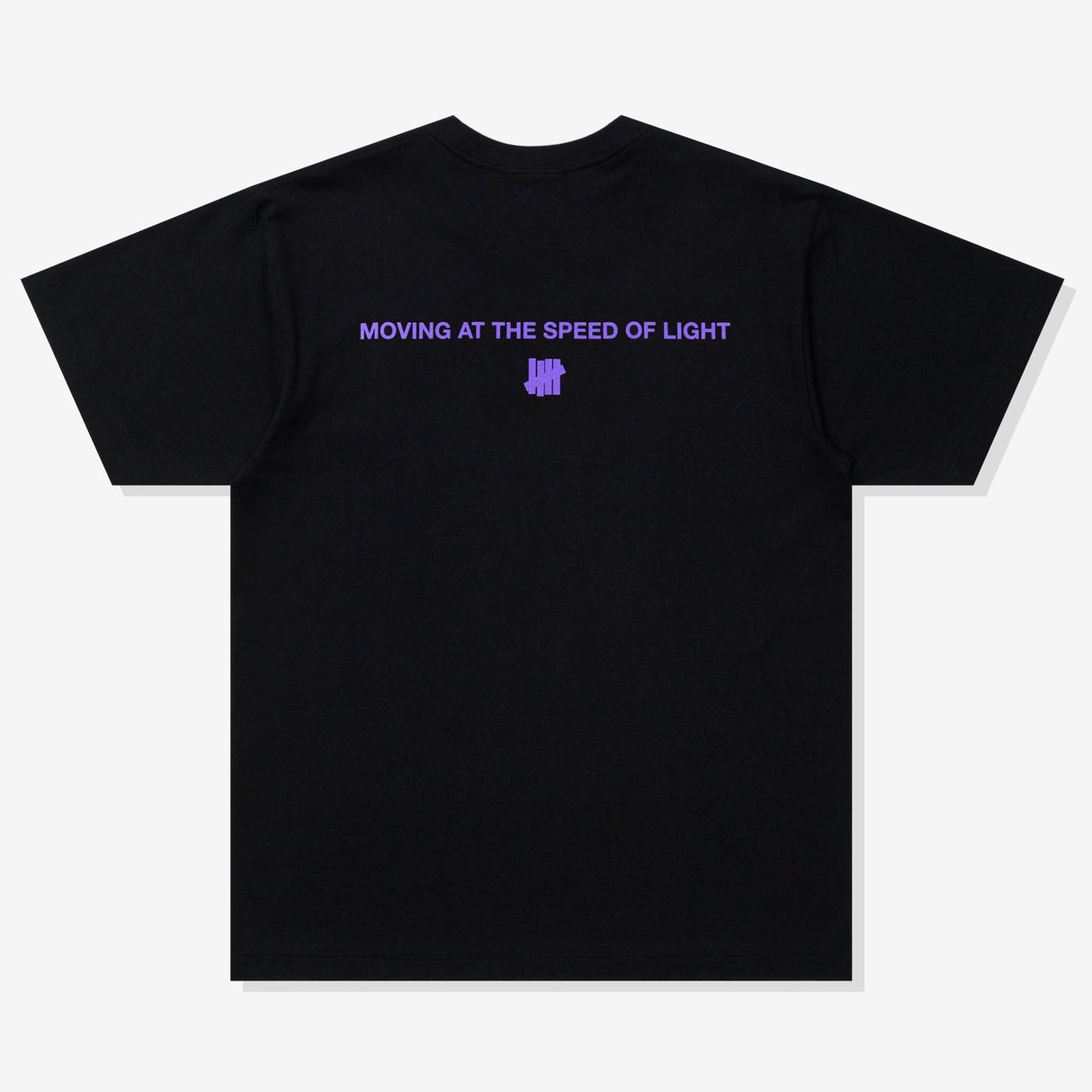 Black Undefeated Wrap Tee displayed on a hanger, showcasing the casual, stylish T-shirt design by UNDEFEATED.