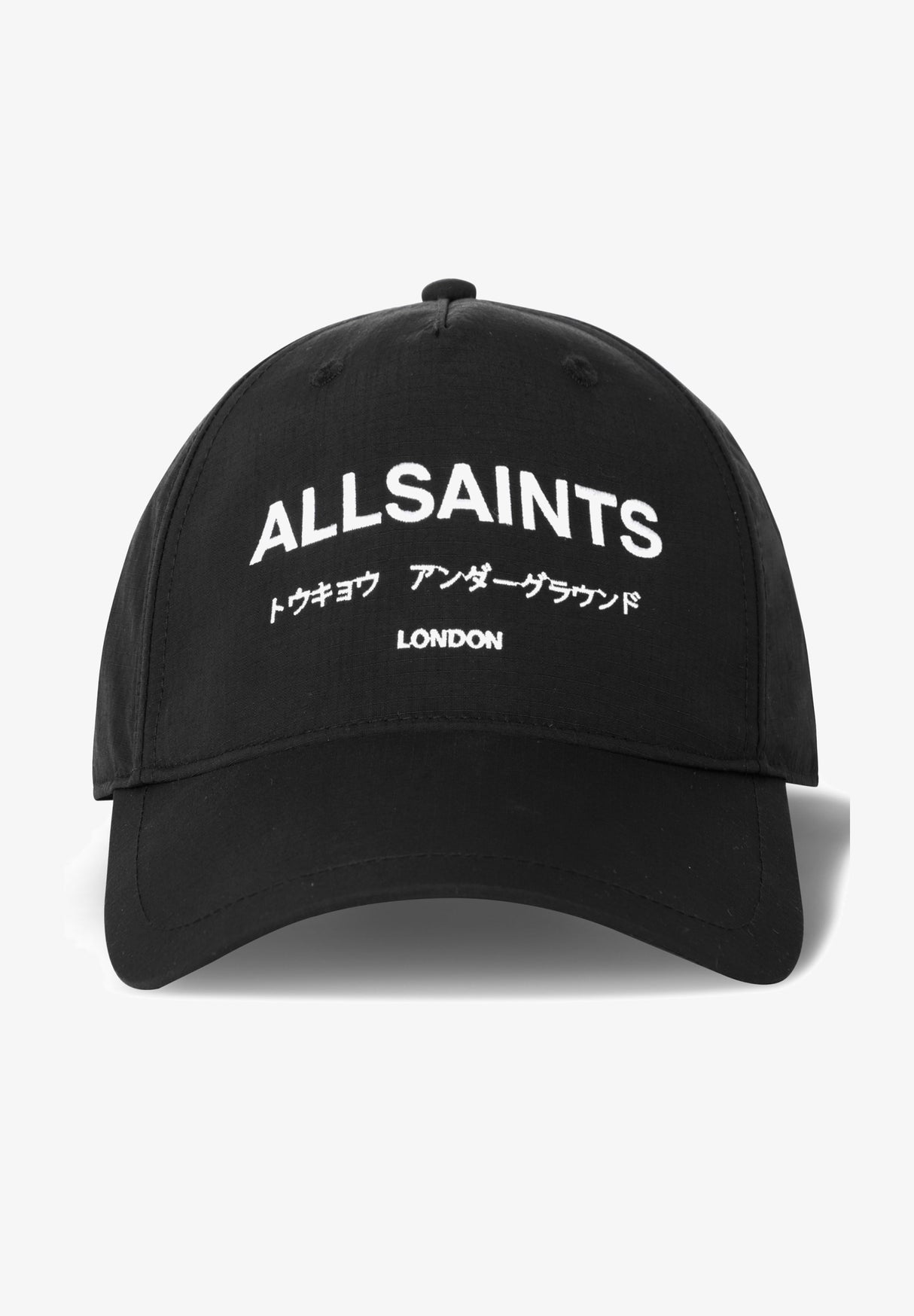 AllSaints Underground Logo Baseball Cap Black White - ORIGINALFOOK