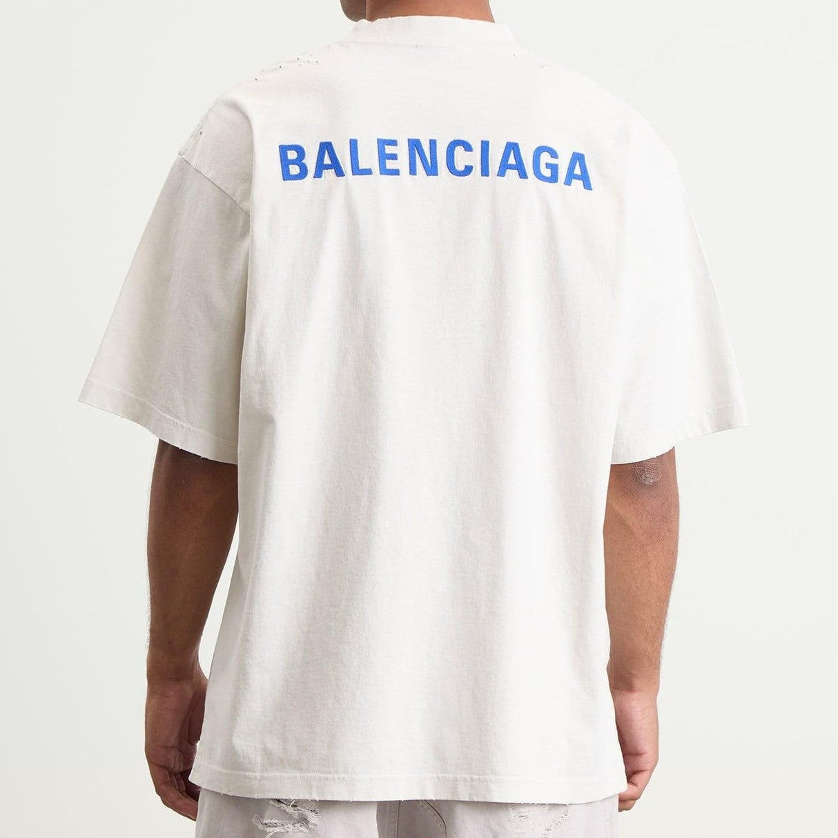 Balenciaga Embroidery Logo Medium Fit Tee Dirty White