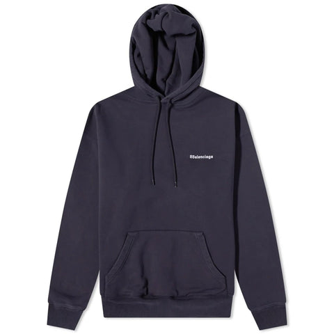 Balenciaga Corporate Logo Medium Fit Hoodie Marine Blue