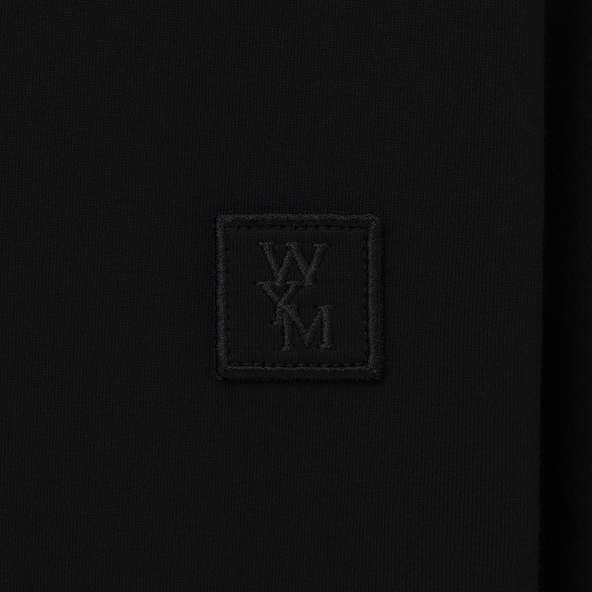 Black Wooyoungmi Signature Logo Tee, casual apparel with a prominent logo design on the front.