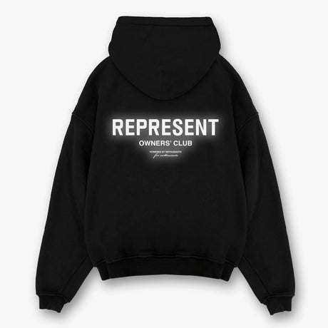Represent Owners Club Logo Hoodie Black Reflective REPRESENT REPRESENT - originalfook singapore