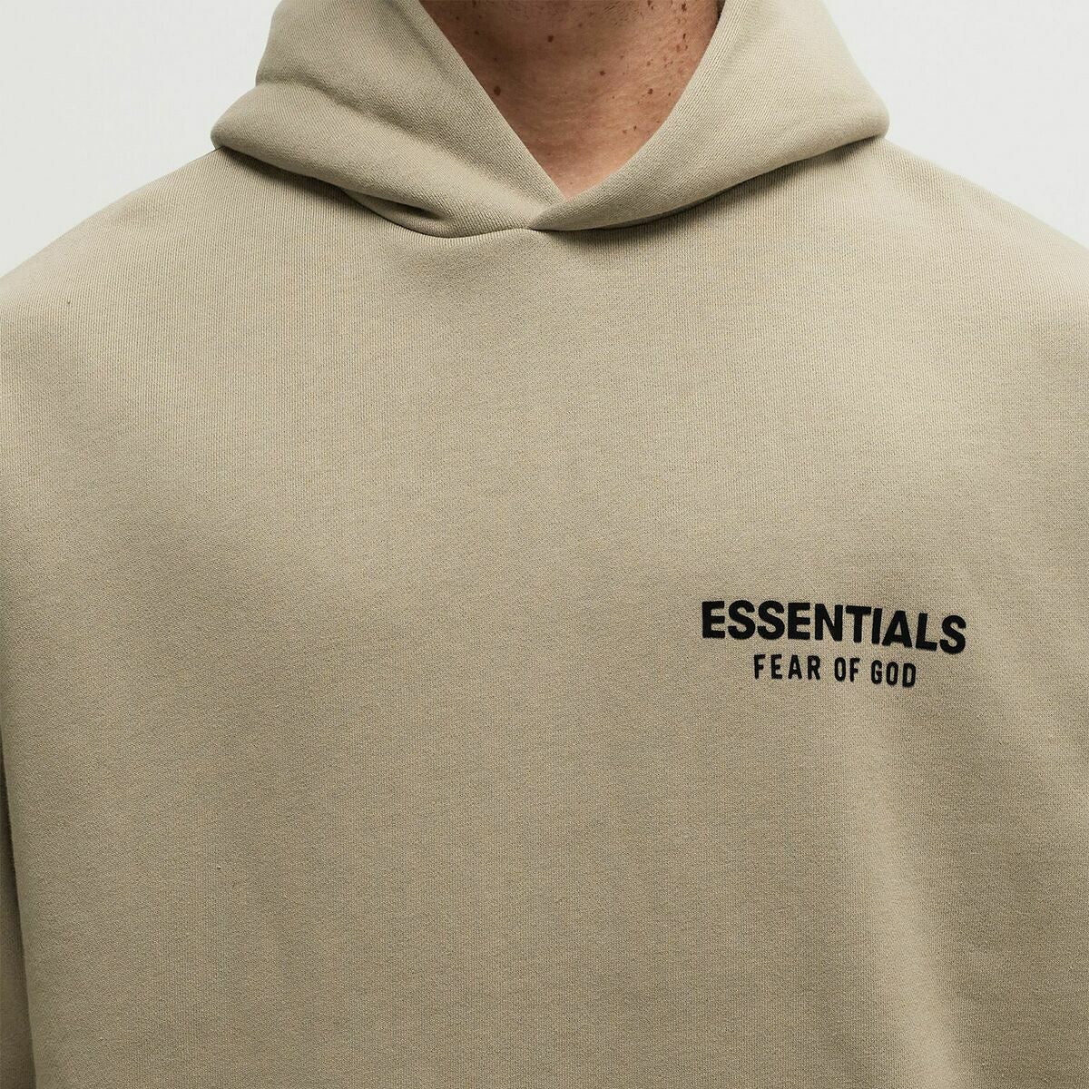FEAR OF GOD Essentials Signature Logo Hoodie Desert Sand FEAR OF GOD ESSENTIALS FEAR OF GOD ESSENTIALS - originalfook singapore