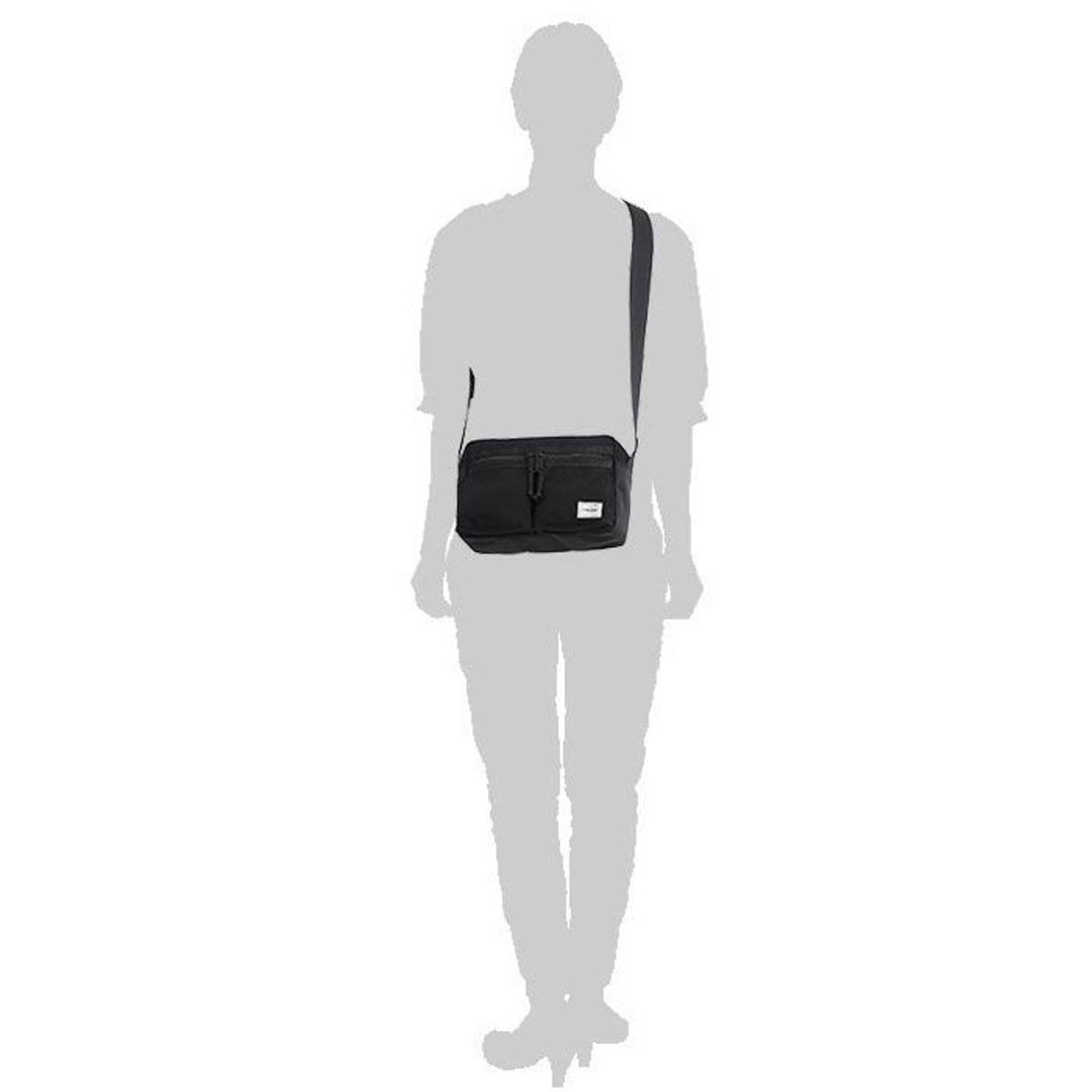 Porter Yoshida Japan Switch Shoulder Bag in black with adjustable strap and zippered compartments, made of durable fabric.