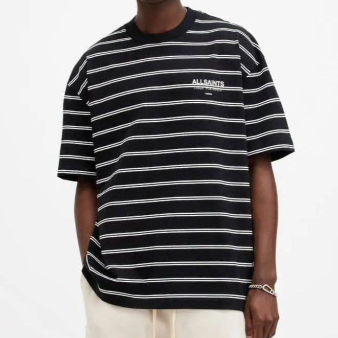 AllSaints Underground Logo Striped Tee Black ALLSAINTS ALLSAINTS - originalfook singapore
